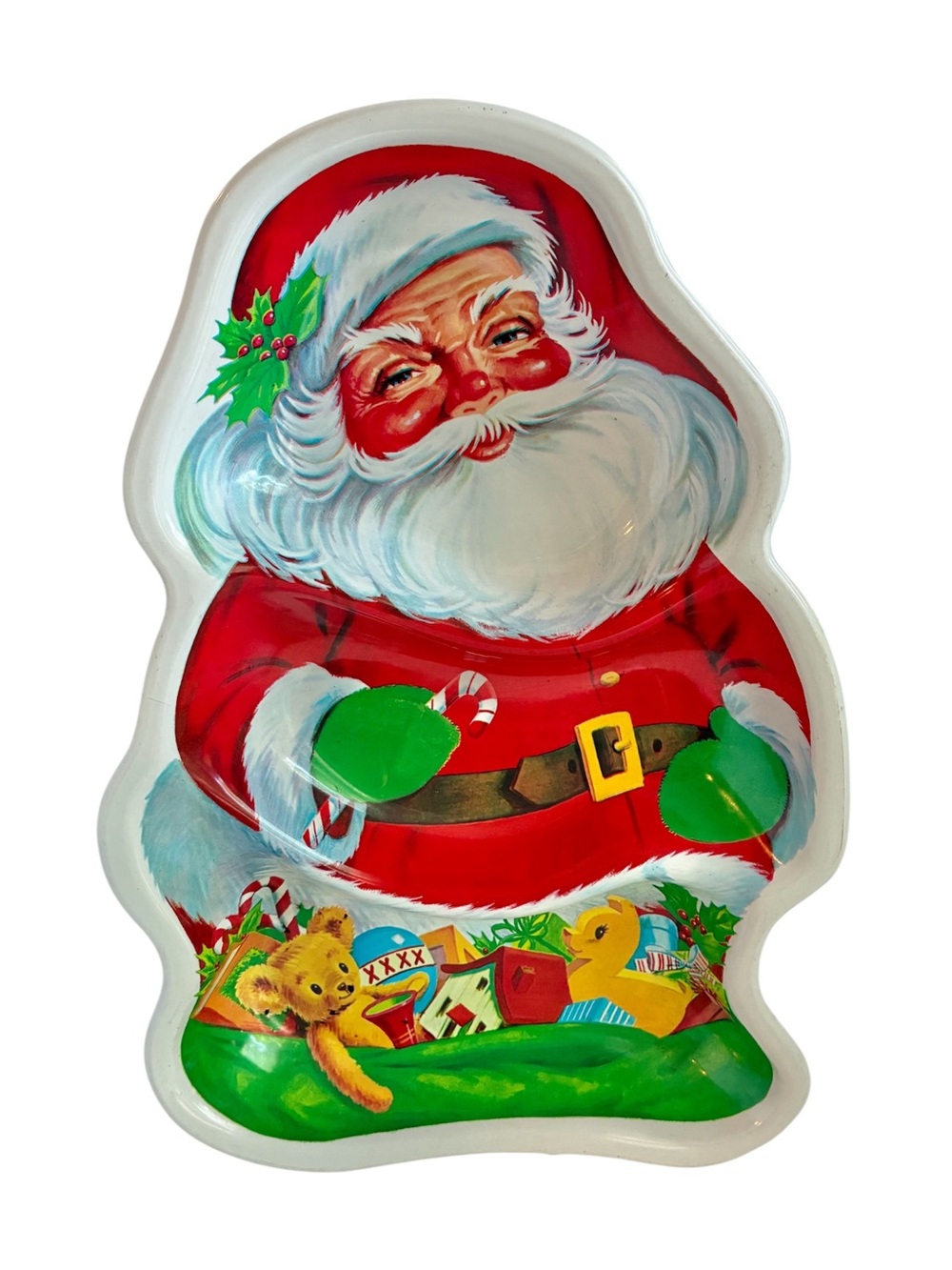 Vintage Santa Claus Plastic Serving Tray Christmas 13”